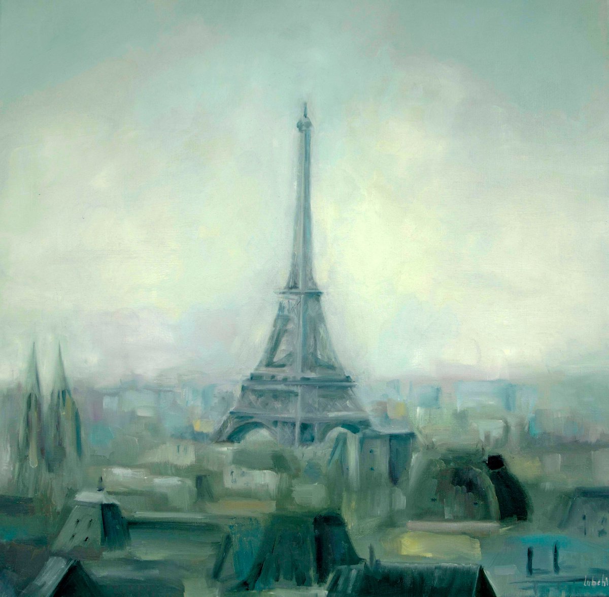 Paris painting Canvas original Eiffel Tower oil painting Paris wall art by Anna Lubchik