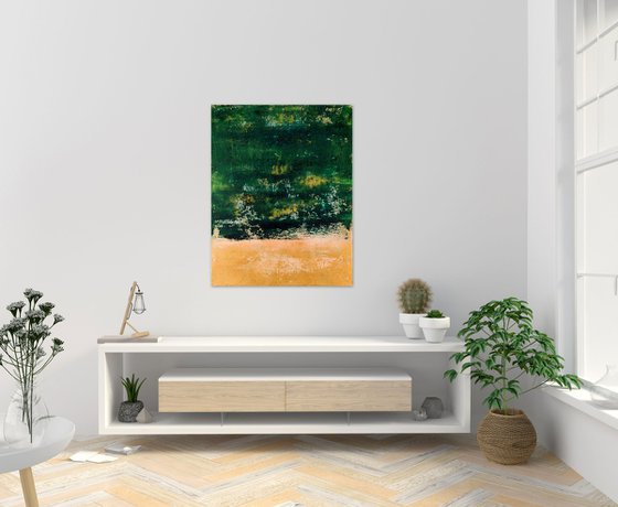 Green abstract painting OF663