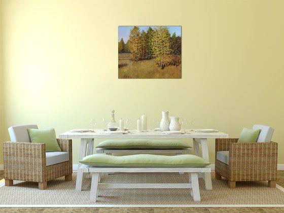 Golden Autumn - sunny autumn landscape painting