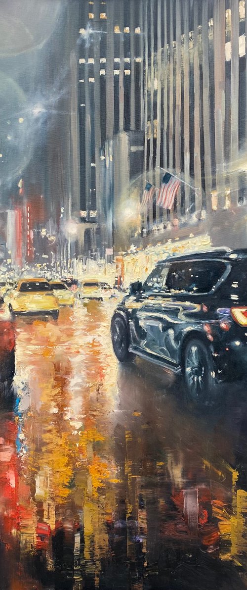 "New York" 100x100 large original oil painting by Artem Grunyka