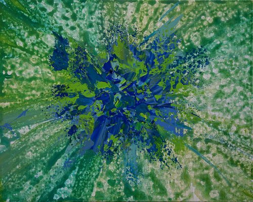 Watercolor Madness Greenisch Blue Invasion by Richard Vloemans