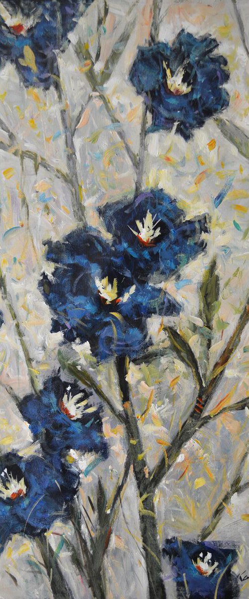 Blue Delphiniums by Kanayo Ede