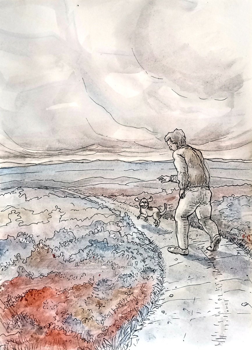 Illustrative Landscape Drawing By Paolo Beneforti, 8 X 12", The Red Meadow, Original Artwork