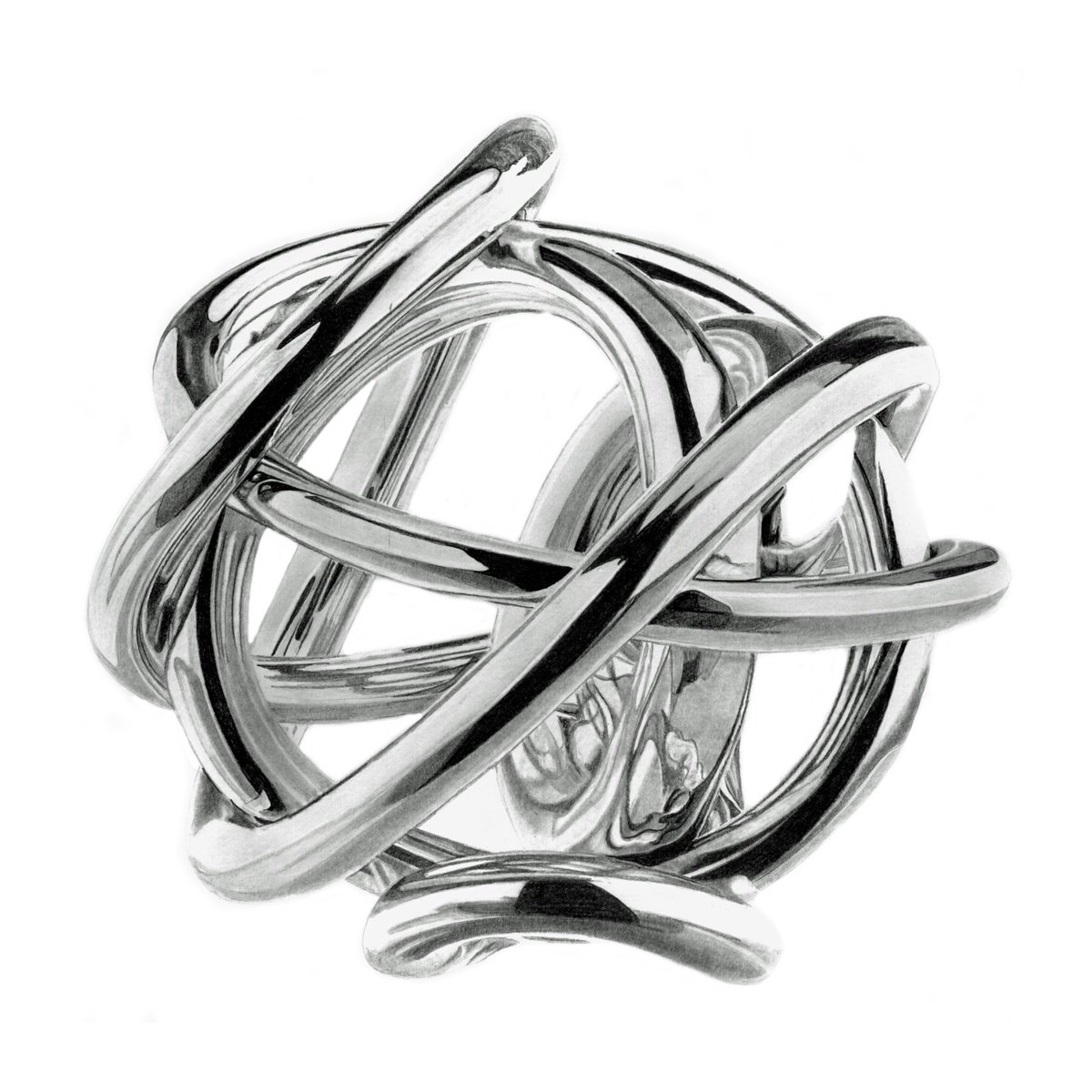 Photorealistic Still Life Pencil Drawing By Paul Stowe, 16 X 16", Infinite Loop #6, Original Artwork