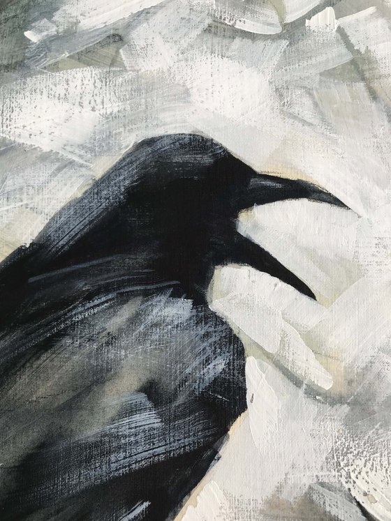 The voice of a raven. original painting, handmade work, one of a kind.