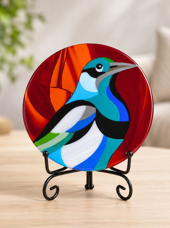 Raven Fused Glass Art
