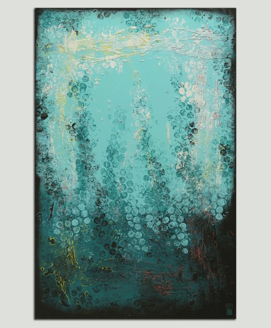 Once in Boiling Blue XL - Vertical Abstract Painting - Ronald Hunter 7N