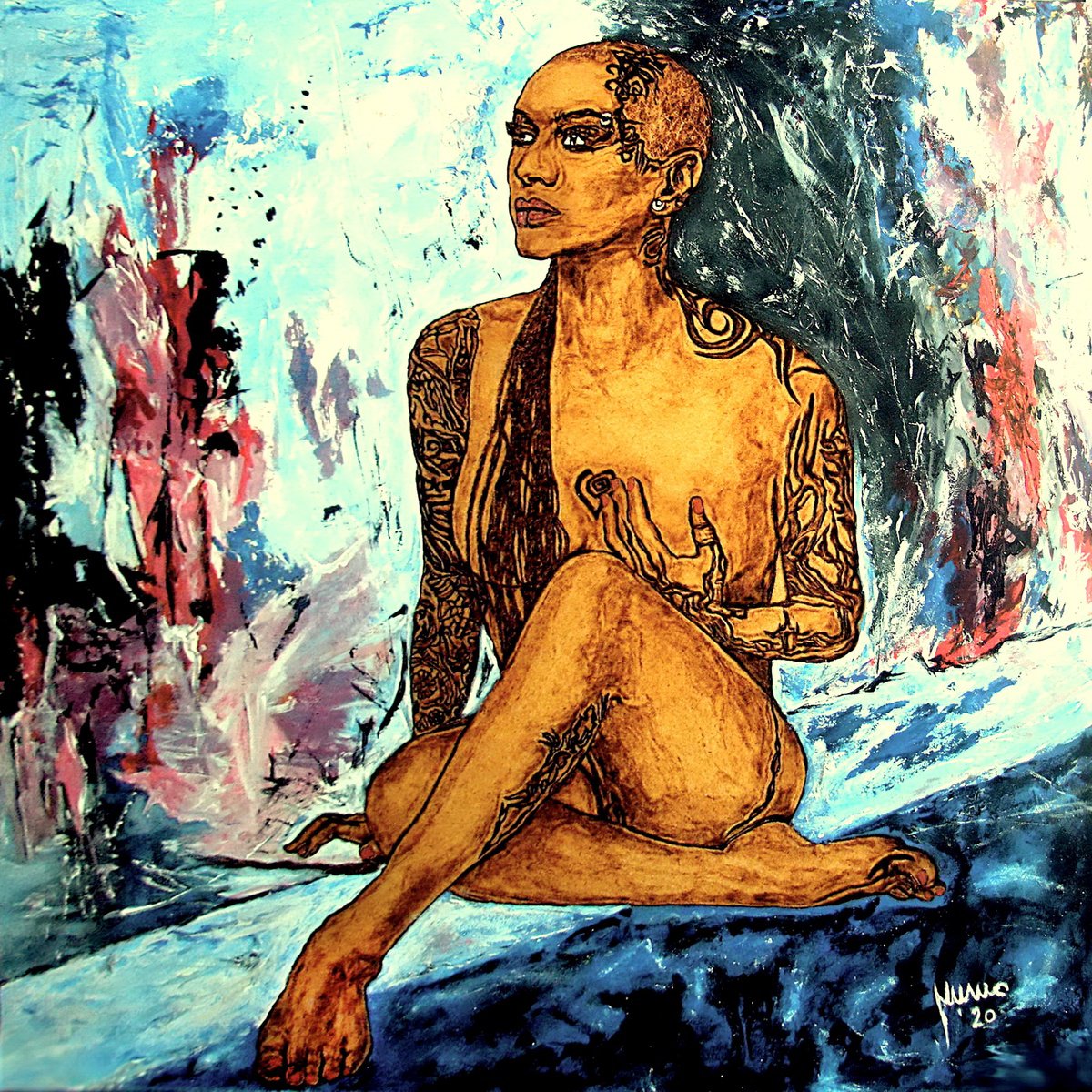 Expressive Painting , Chillaxed By Milis Pyrography, 24 X 24, Artwork For Sale On Artfinder