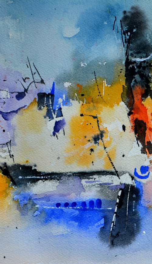 Starry night  - abstract watercolor - 3423 by Pol Henry Ledent