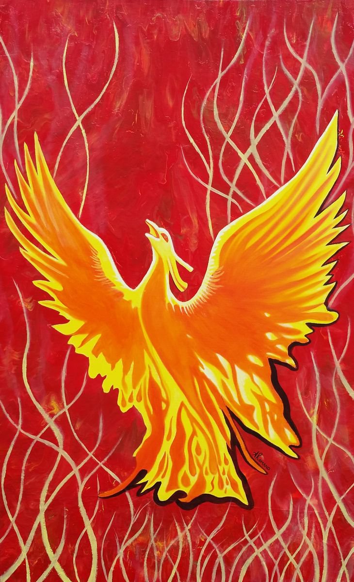 Paragon Reborn, Original Phoenix Painting by Alexandra Romano