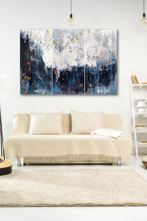 150x100cm. / Abstract triptych / Abstract 2178 by Alex Senchenko