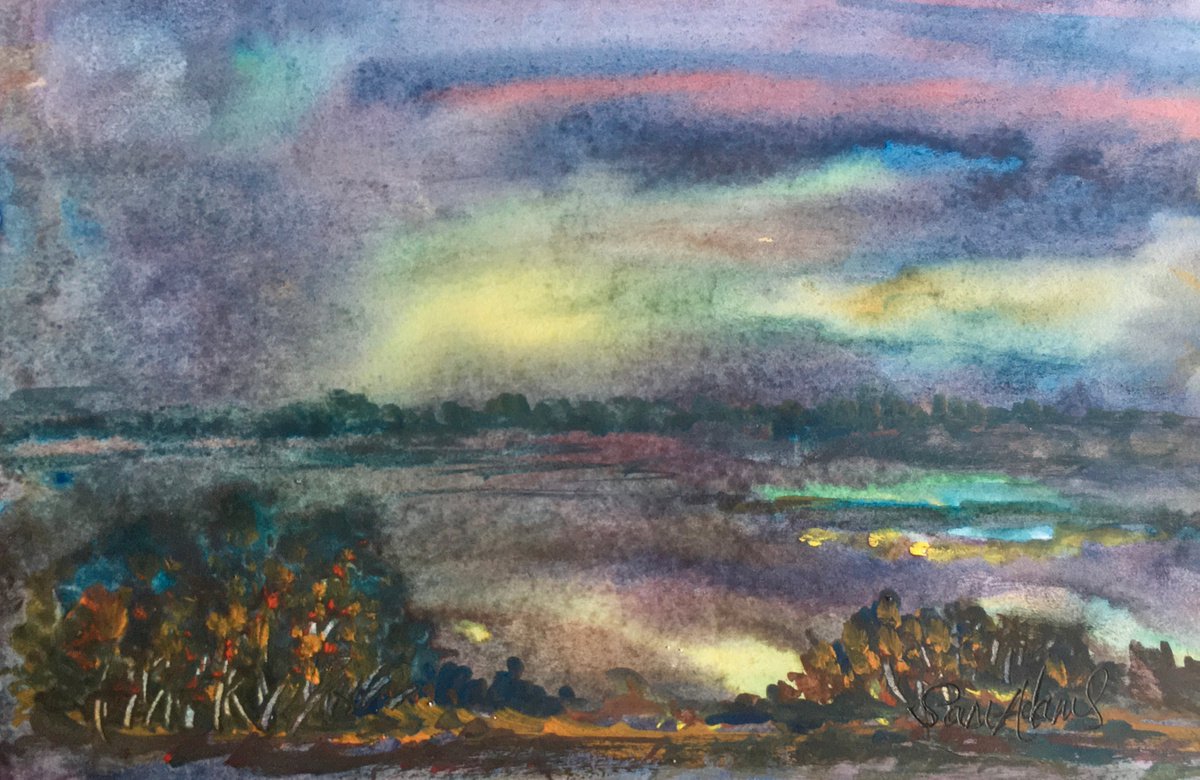 Hartland moor dusk to twilight by Samantha Adams professional watercolorist