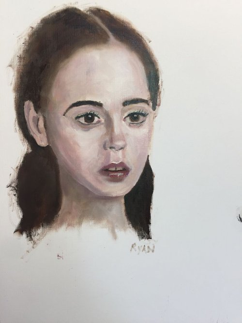 Elisa Study - Portrait of a Girl 16x12 Oil On Paper by Ryan  Louder