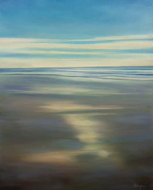 Wet Sand - Blue Sky Seascape by Suzanne Vaughan
