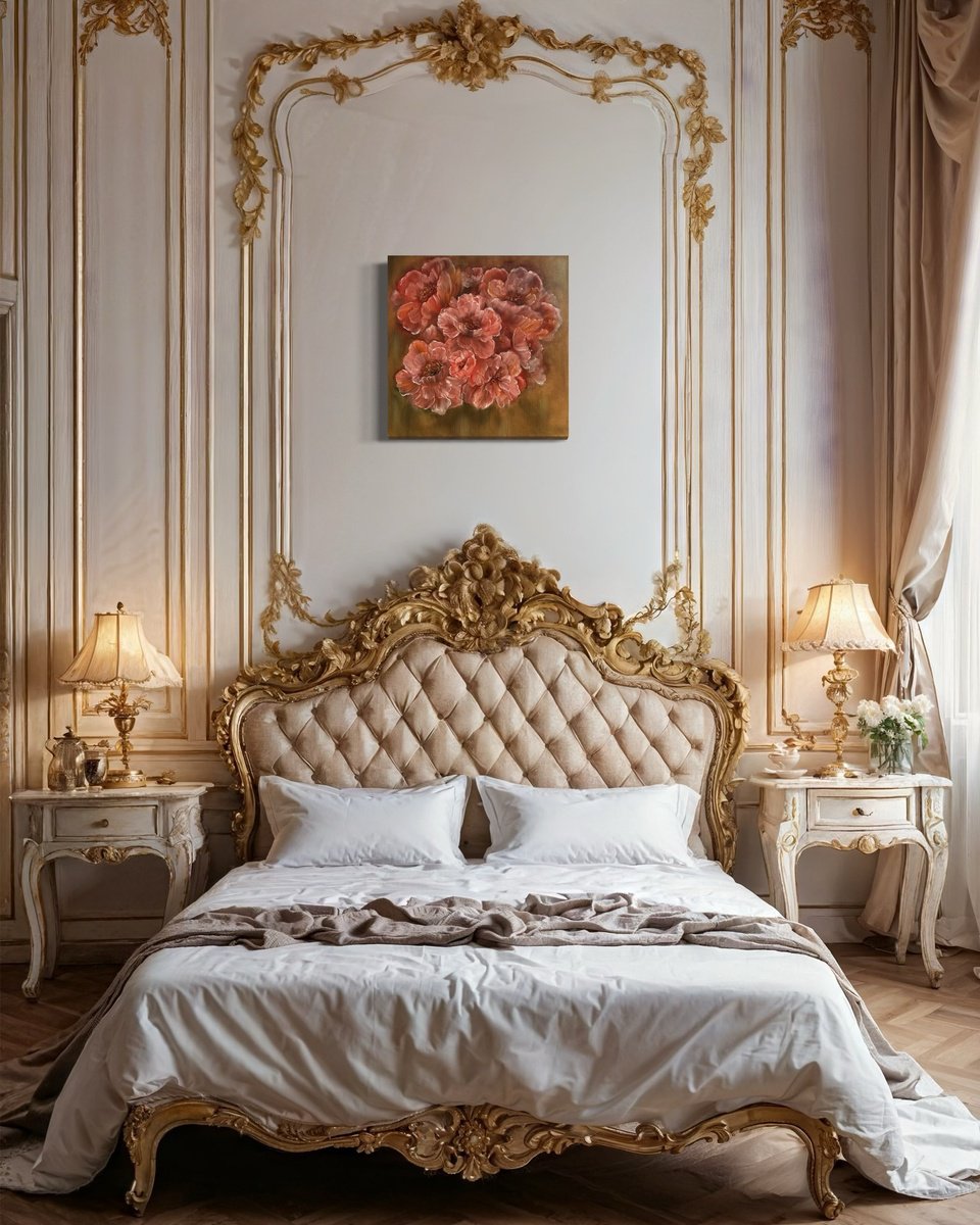 Impressionistic Botanical Oil Painting By Tanja Frost, 24 X 24", Soft Echoes Of Fantasy, Original Artwork