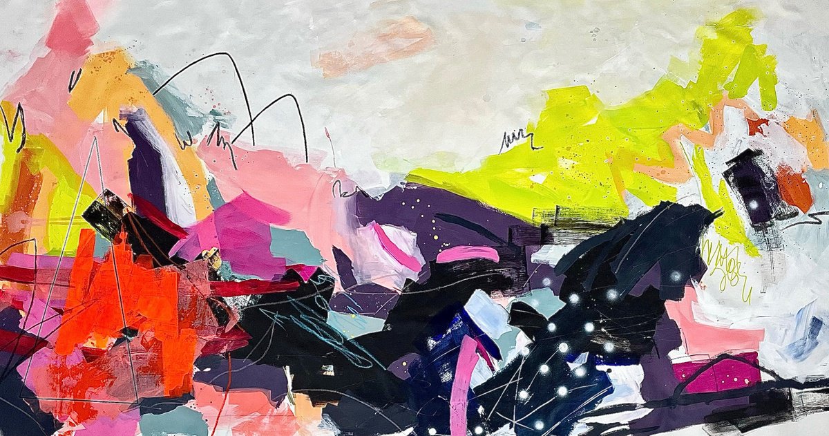 Abstract Acrylic Painting By Tanya Lytko, 77 X 37", "The Effect", Original Artwork