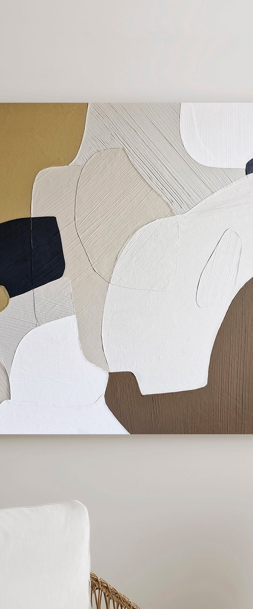 "Aura" Beige pastel brown abstract art by Marine Boiko