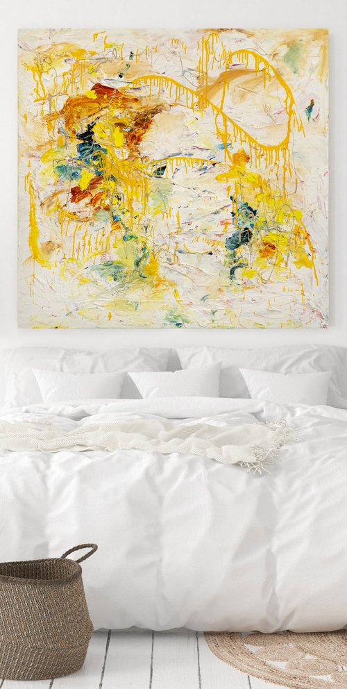 Yellow Abstract - Truth Of Happiness by Annette Spinks