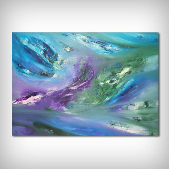 Purple emotion, 70x50 cm,  Original abstract painting, oil on canvas