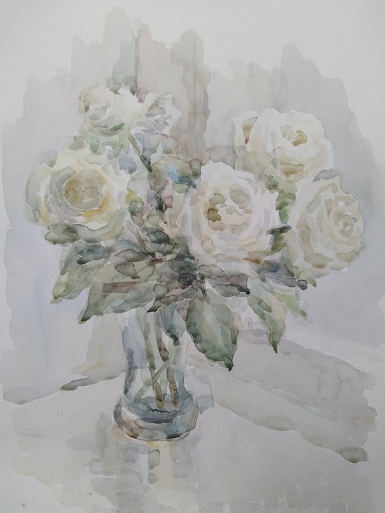 Bouquet of roses. Original watercolour painting.