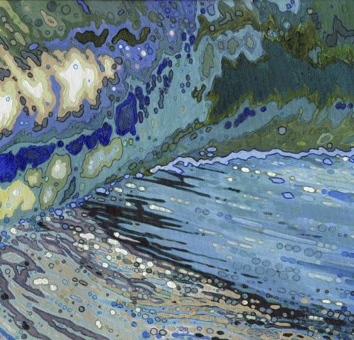 Merging Crashing Ocean Waves 16 x 40" Gallery Wrapped painted sides by Margaret Juul