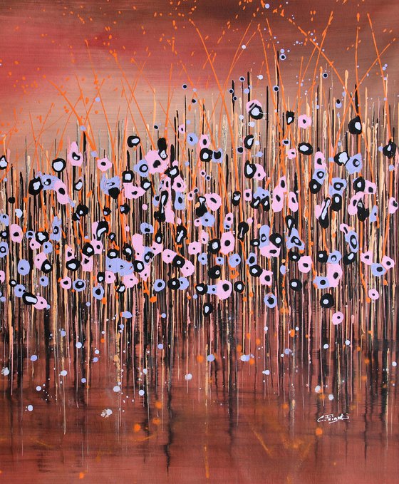 "Technicolor Pink" - Super sized original abstract floral painting