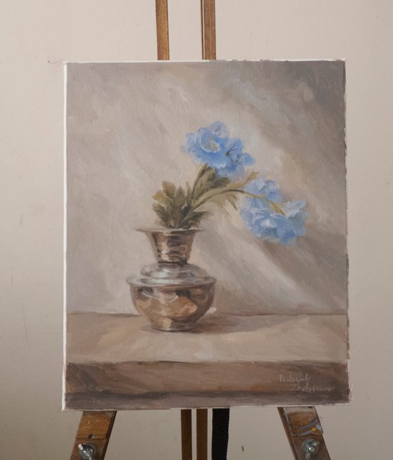 Blue flowers in a vase