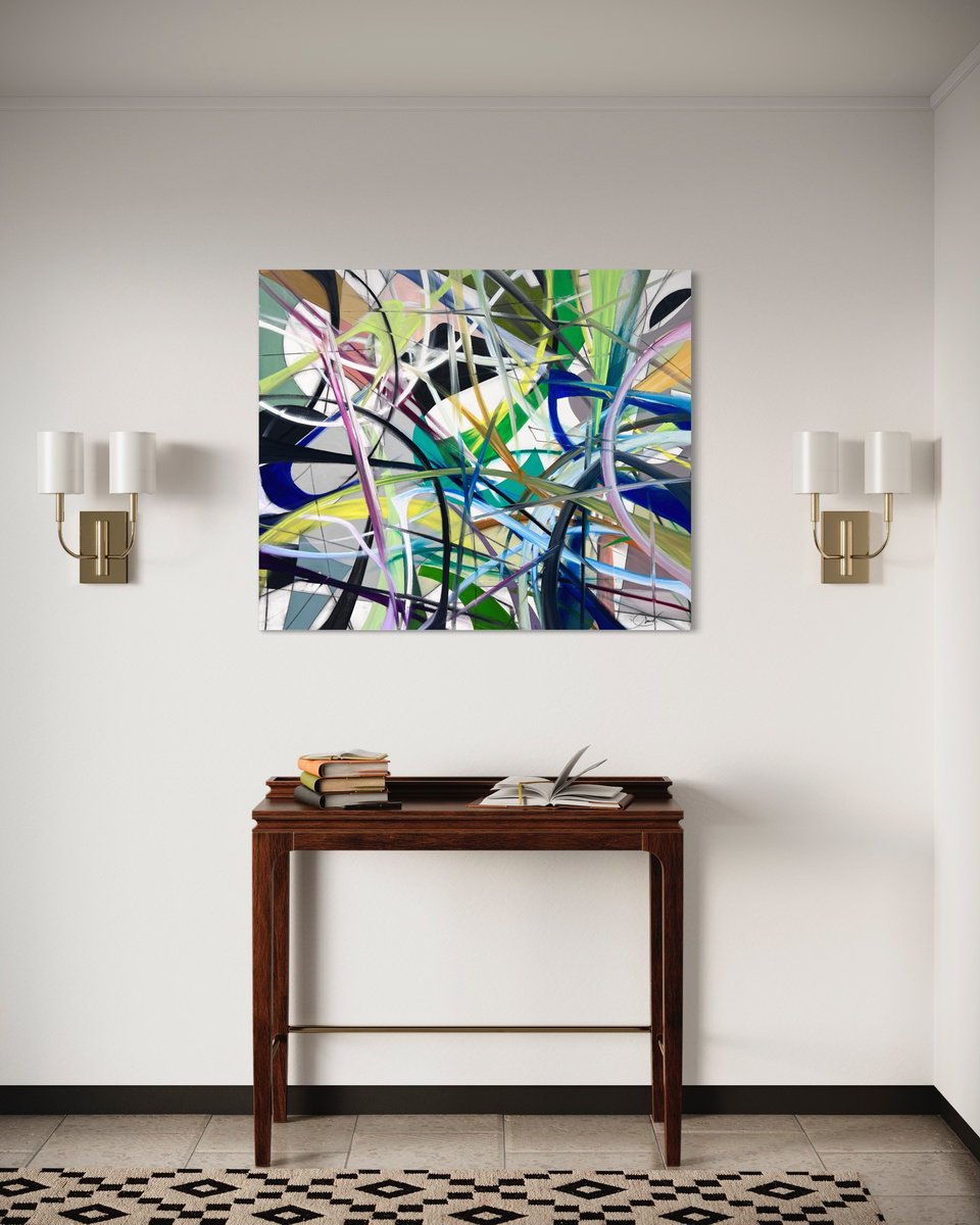 Expressive Abstract Oil Painting By Maria Esmar, 47 X 39", The Last Illustration, Original Artwork