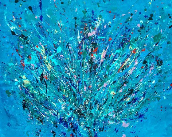 Zoia. (W)100x(H)80x(D)2 cm. Blue Abstract Painting