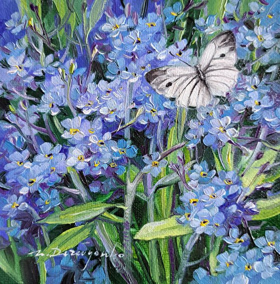 Forget-me-not flowers painting