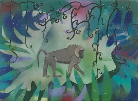 Baboon in jungle