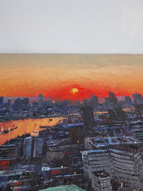 View of London at sunset