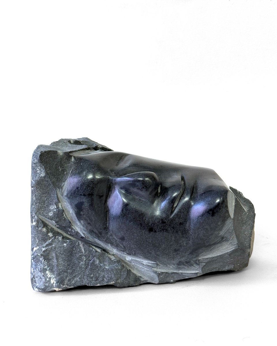 Expressive Portrait Stone Sculpture By Sol Vil, 6 X 8", Sanpietrni, Original Artwork