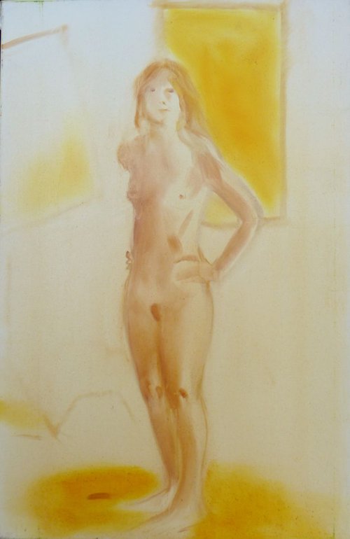 Standing Nude, oil on canvas 60x92 cm by Frederic Belaubre
