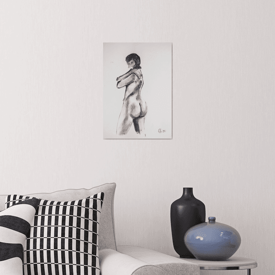 Nude in charcoal. 9. Black and white minimalistic female girl beauty body positive