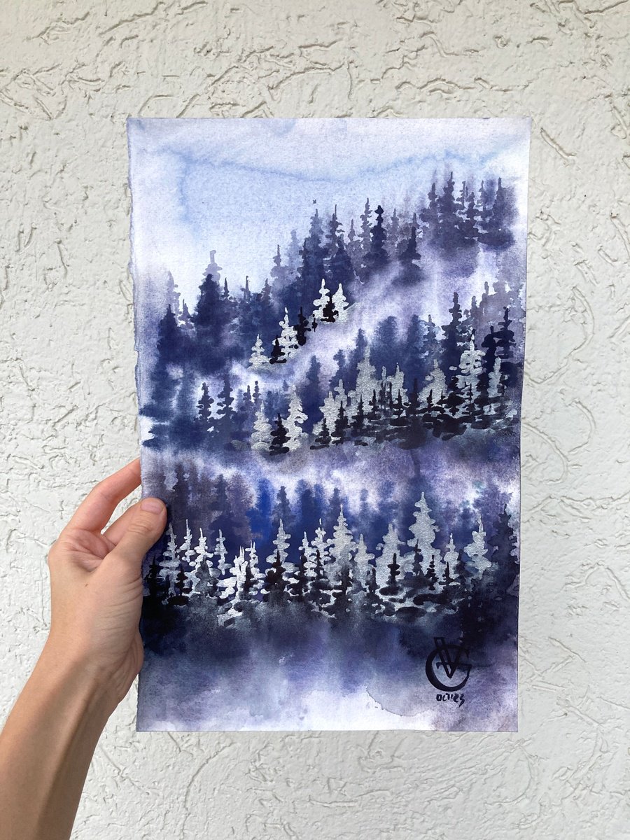 Impressionistic Landscape Watercolour By Valeria Golovenkina, 9 X 14", Mountain #6, Original Artwork