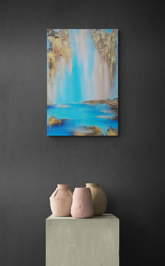 A XL large original modern semi-abstract painting "Shine"