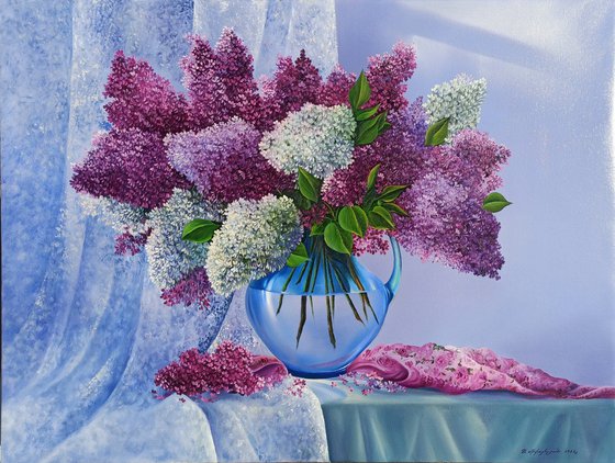 Lilacs (60x80cm, oil painting, ready to hang)