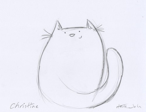Christine the Cat, pencil drawing by Steve John
