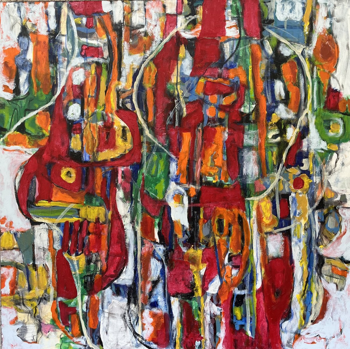 Abstract Acrylic Painting By Jeffrey Davies, 36 X 36, Wake Up 11, Original Artwork