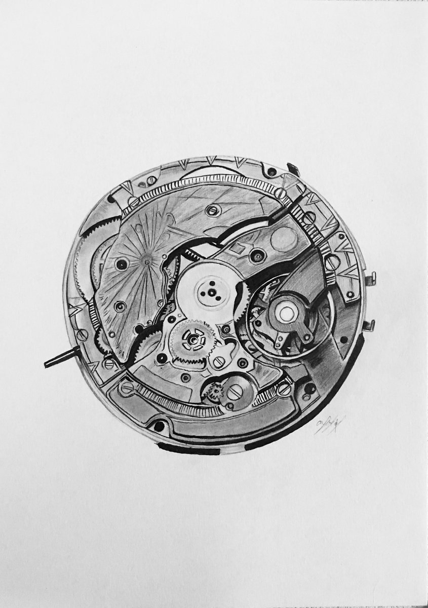 Photorealistic Still Life Pencil Drawing By Amelia Taylor, 8 X 12, Watch Movement 3, Original Artwork