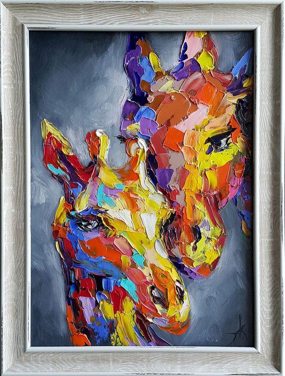 Mother's love - animal, animal face, love, mother, painting on canvas, gift, animals art, animals oil painting