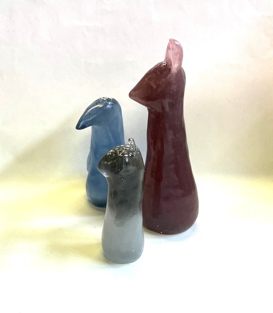 Crow, Fox & Bear Sculpture - Storm Edition