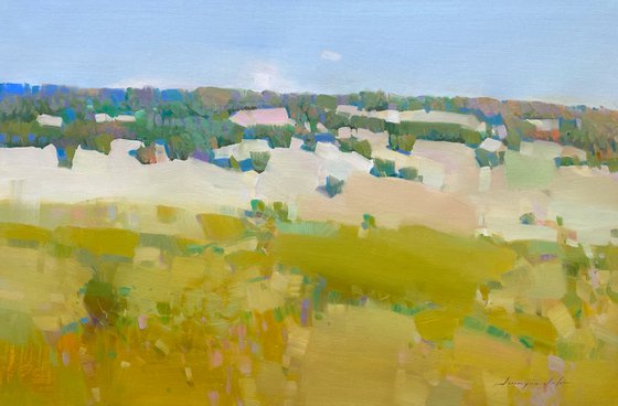 Valley, Original oil painting, Handmade artwork, One of a kind