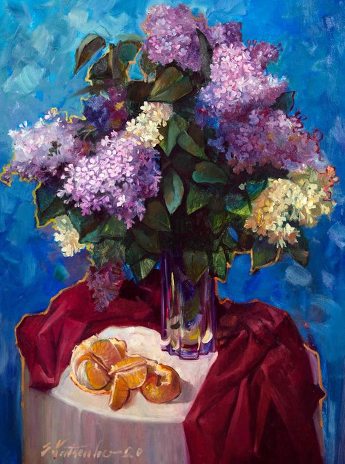 Lilac and red drapery by Sergei Yatsenko