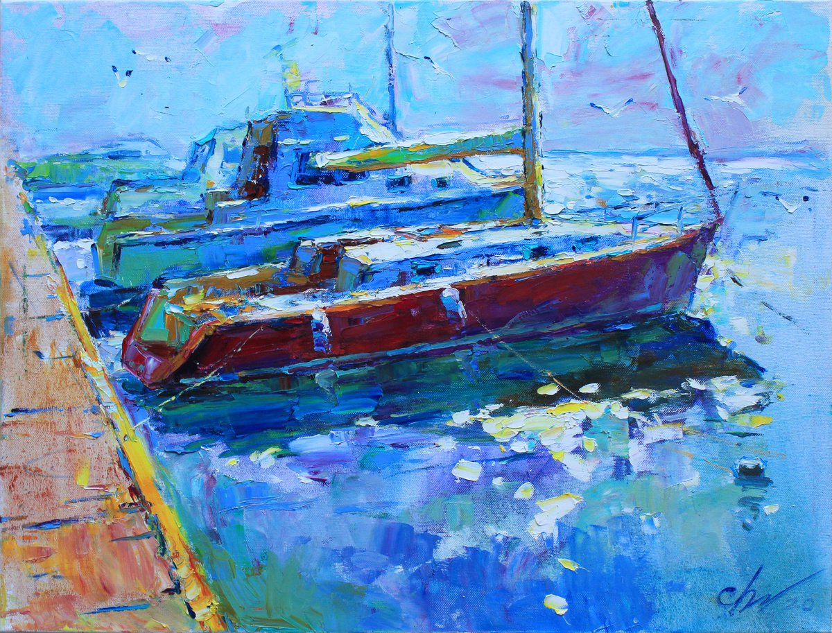 Yachts By Serhii Cherniakovskyi, 31 X 24, Artwork For Sale On Artfinder