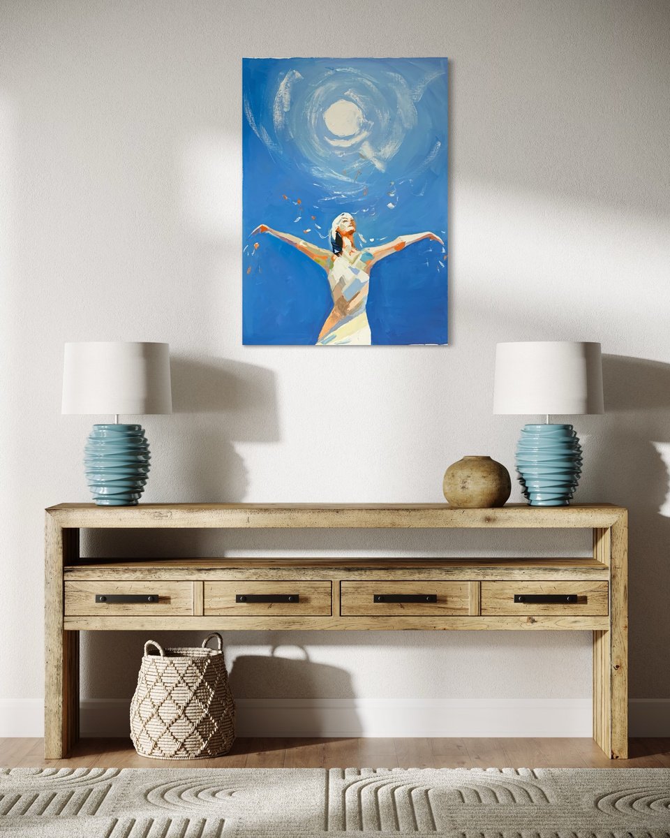 Expressive Portrait Oil Painting By Vita Schagen, 20 X 28", Embracing The Light., Original Artwork