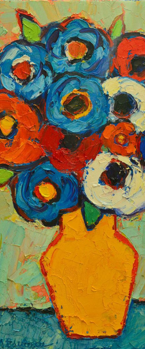 ABSTRACT FLOWERS - COLOURFUL POPPIES AND ANEMONES by ANA MARIA EDULESCU