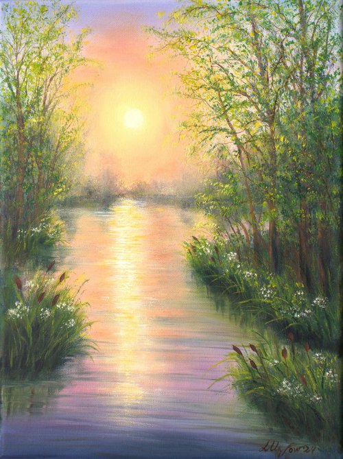 Sunset at the river by Ludmilla Ukrow