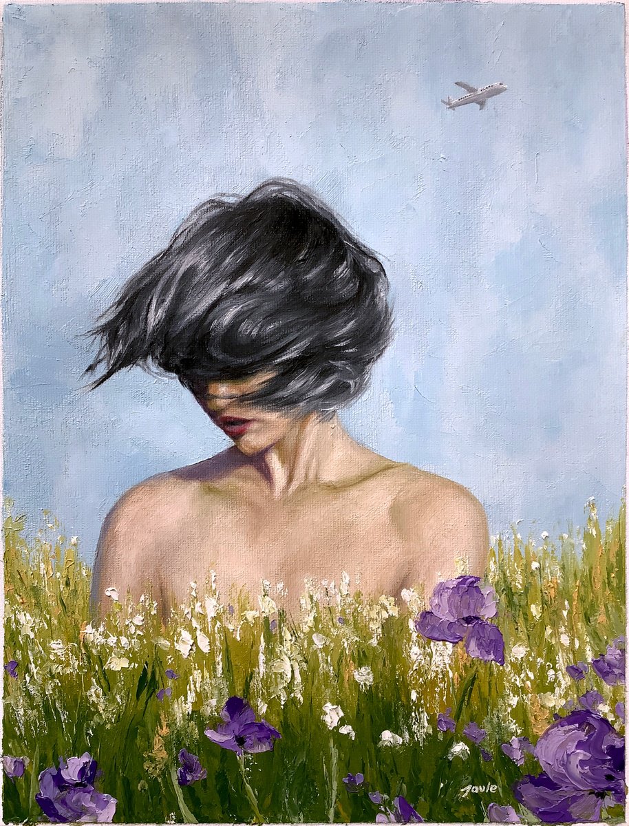 Expressive Portrait Oil Painting By Joule Kim, 9 X 12", Beyond The Air, Original Artwork